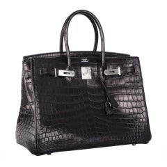 Hermes Birkin Bag 35Cm Black Matte Crocodile Phw Stunning! Hello Gorgeous!