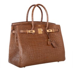 Special Hermes Birkin Bag 30cm Crocodile Matte Gris Elephant Gol at 1stDibs