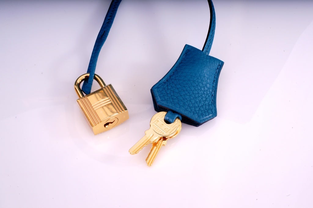 NEW COLOR HERMES 35CM BIRKIN BAG COBALT BLUE W GOLD HARDWARE 3