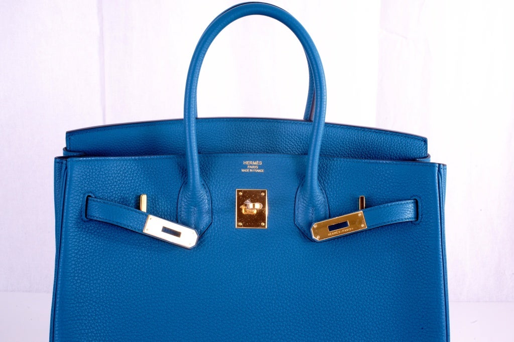 NEW COLOR HERMES 35CM BIRKIN BAG COBALT BLUE W GOLD HARDWARE 5