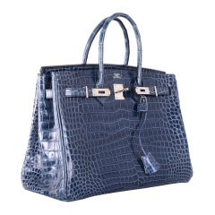 My Beauty! Hermes Birkin Bag 35cm Blue Roi CROCODILE PHW Porosus