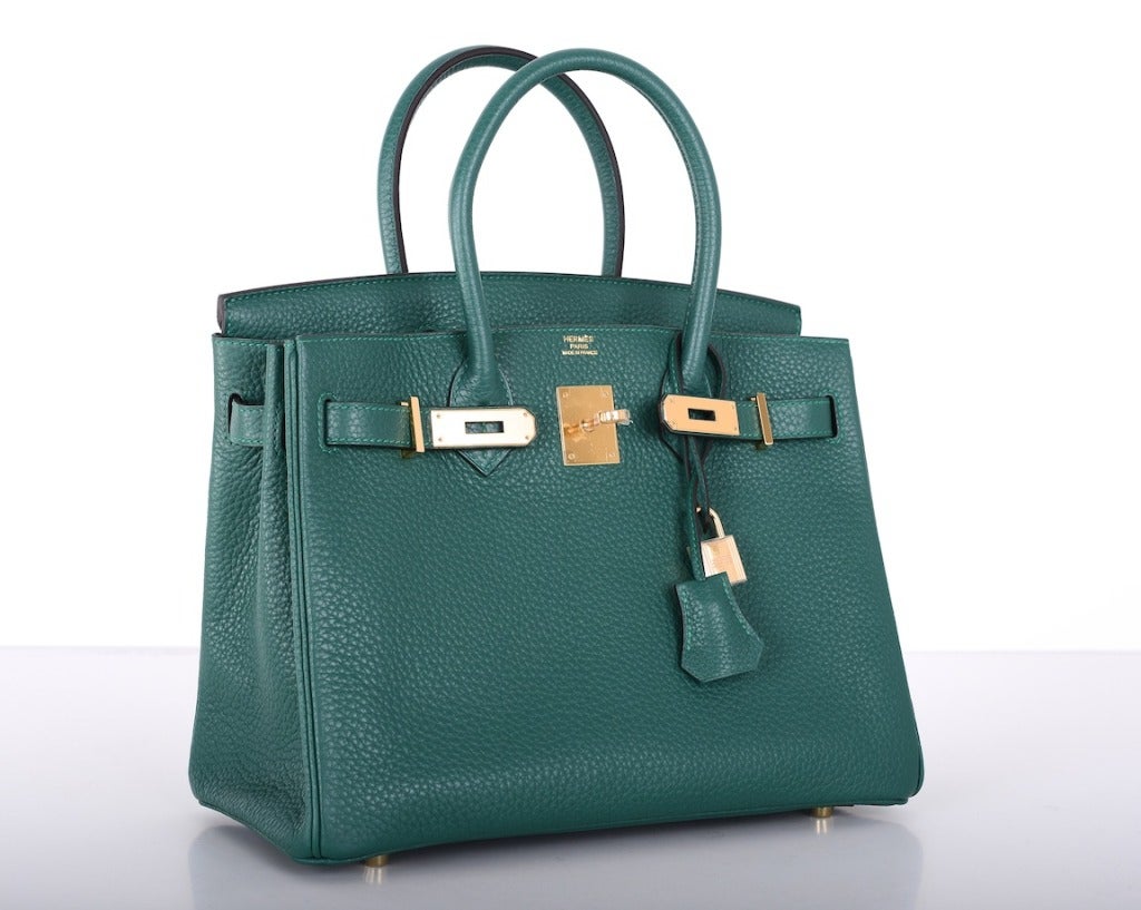 New Gorgeous Emerald Hermes Birkin Bag 30CM Malachite Gold Hardware 1
