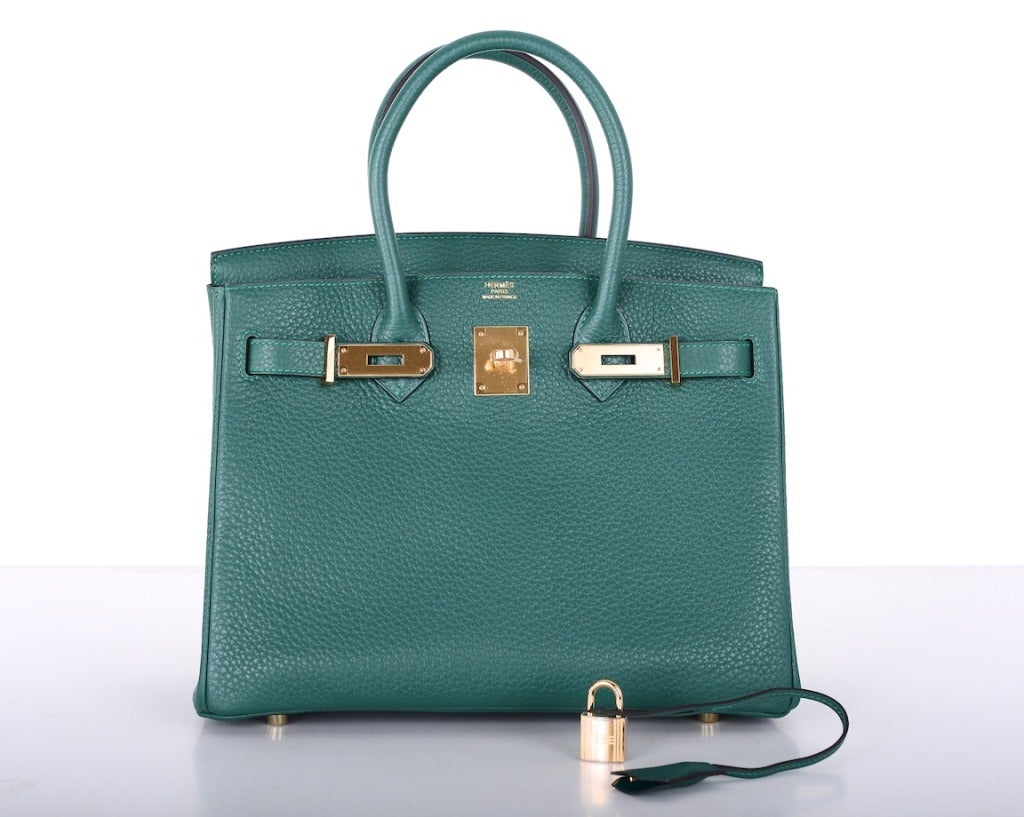 New Gorgeous Emerald Hermes Birkin Bag 30CM Malachite Gold Hardware 3