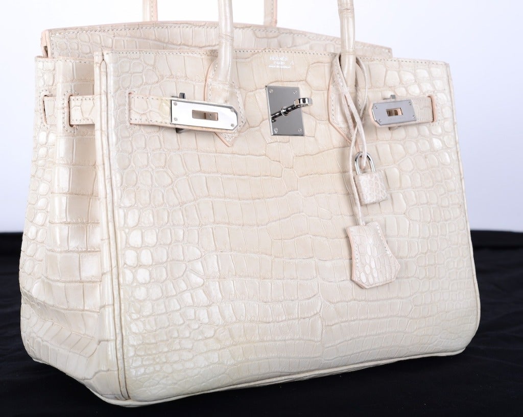 Only On JF Hermes Birkin Bag 30cm Blanc Casse White Croc Porosus 2