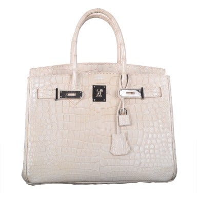 Very Rare Hermès Birkin 30 handbag in Croco Nilo Améthyste, PHW For Sale at  1stDibs