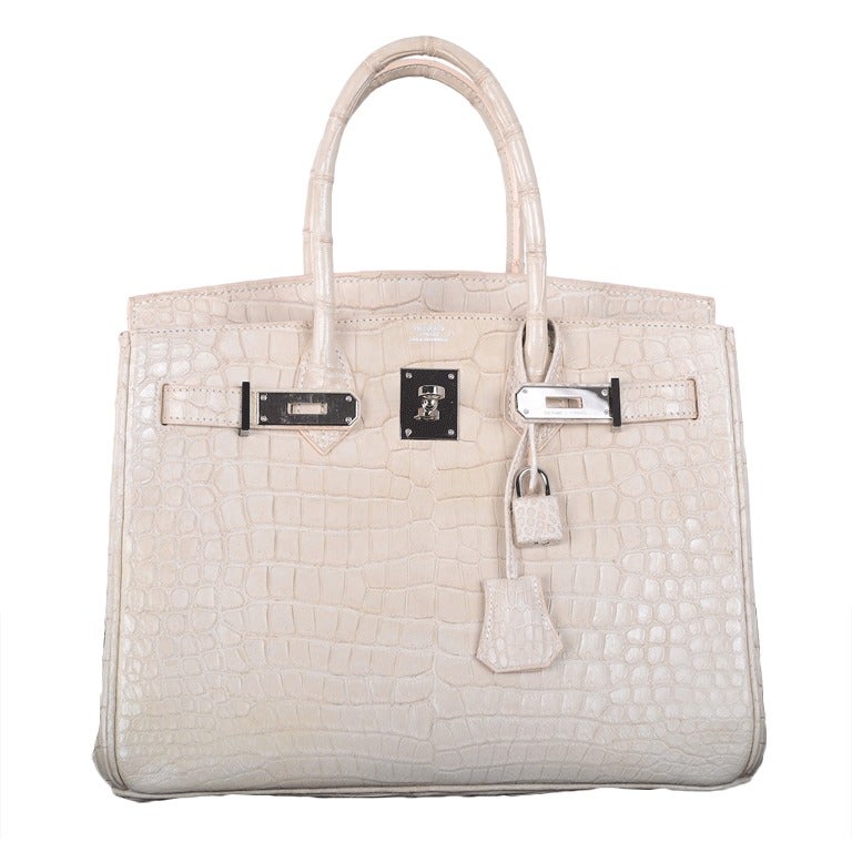 Only On JF Hermes Birkin Bag 30cm Blanc Casse White Croc Porosus