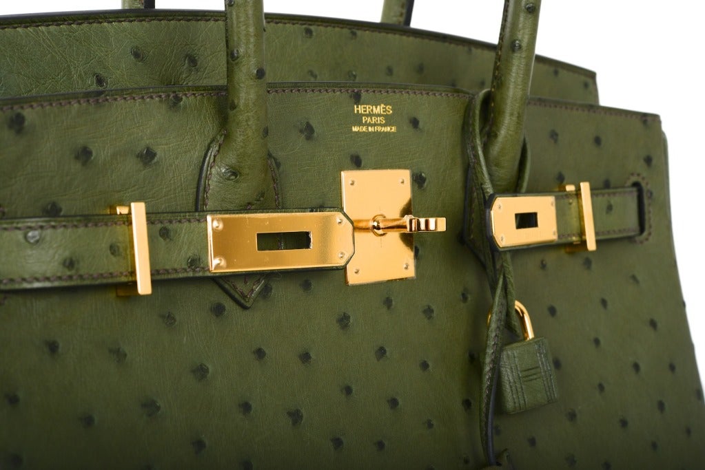 Loving! Hermes Birkin Bag 30cm Ostrich Vert Foret Green Gold Hardware 1