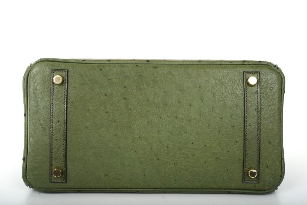 Loving! Hermes Birkin Bag 30cm Ostrich Vert Foret Green Gold Hardware 3