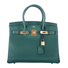 New Gorgeous Emerald Hermes Birkin Bag 30CM Malachite Gold Hardware