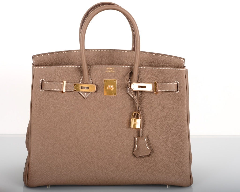 JUST 2DIE4! Hermes Birkin Bag Etoupe 35CM Gold Hardware Amazing Combo! For Sale 2