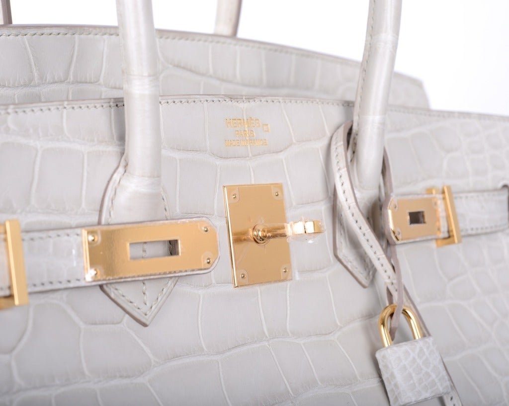 Hermes Birkin Bag 35cm Beton Matte Crocodile With Gold Hardware ...