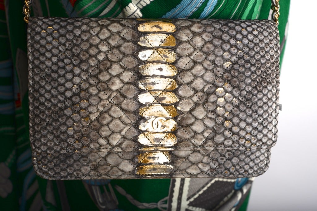 Chanel Wallet On A Chain Lame Python! Very Few Made. The Colors Are Stunning If You Want Extraordinary Thsi Is Your Bag! 

Make A Statement Without Saying A Word?

The Bag Is New Comes With A Sleeper, Box, Id Stamp And Id Card

Measurement 4.8
