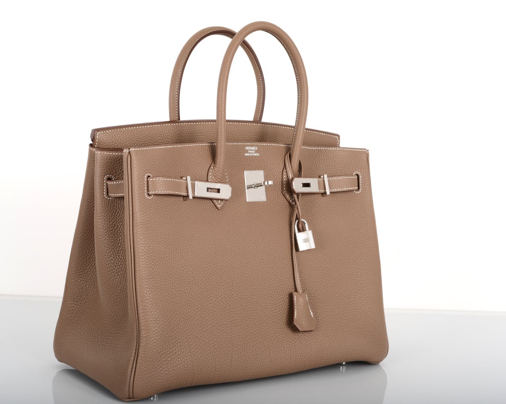 Hermes Birkin Bag Etoupe 35CM Togo Palladium JaneFinds For Sale 1