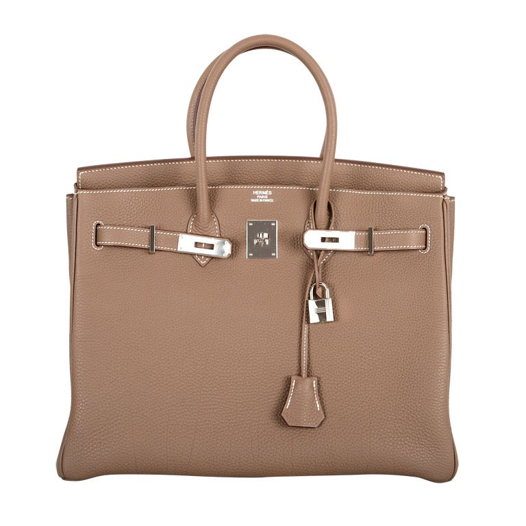 Hermes Birkin Bag Etoupe 35CM Togo Palladium JaneFinds For Sale