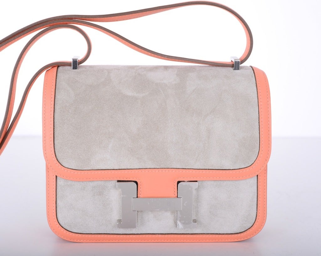 HERMES CONSTANCE BAG 18cm DOUBLE GUSSET GLORIOUS SUEDE WITH MANGUE ...