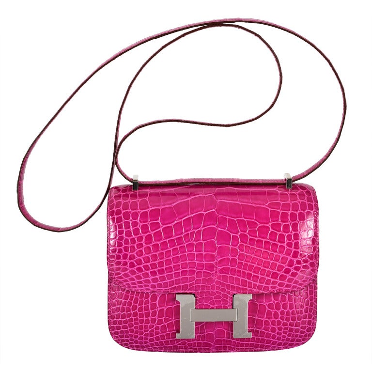 JEWEL HERMES CONSTANCE BAG CROCODILE 18cm ROSE SCHEHERAZADE