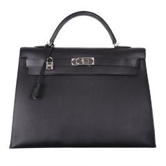 FANTASTIC Hermes Kelly Bag 40CM Black Epsom With Palladium