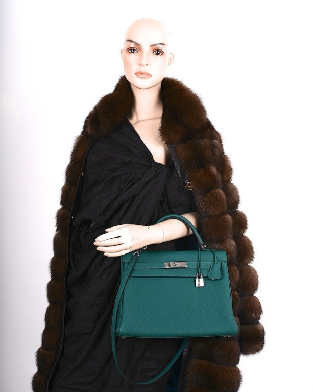 NEW COLOR HERMES KELLY Bag 32CM Malachite Palladium Hardware Togo 1