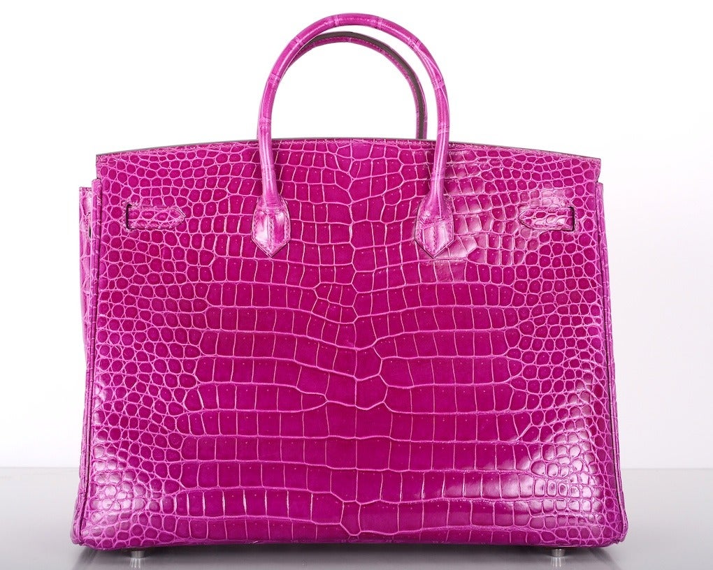 VERY SPECIAL HERMES BIRKIN BAG 40cm POROSUS CROCODILE ROSE SCHEHERAZADE 1