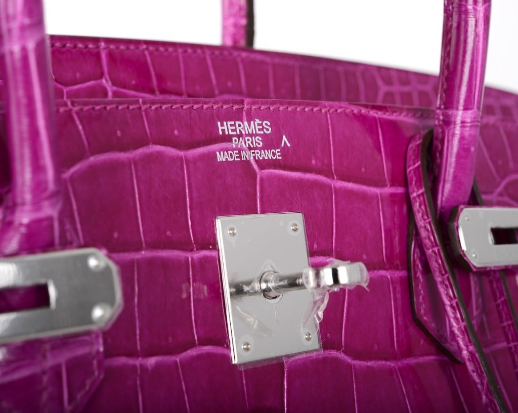 VERY SPECIAL HERMES BIRKIN BAG 40cm POROSUS CROCODILE ROSE SCHEHERAZADE 3