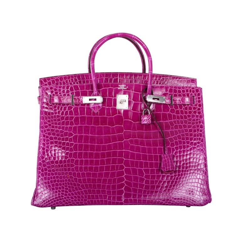 VERY SPECIAL HERMES BIRKIN BAG 40cm POROSUS CROCODILE ROSE SCHEHERAZADE