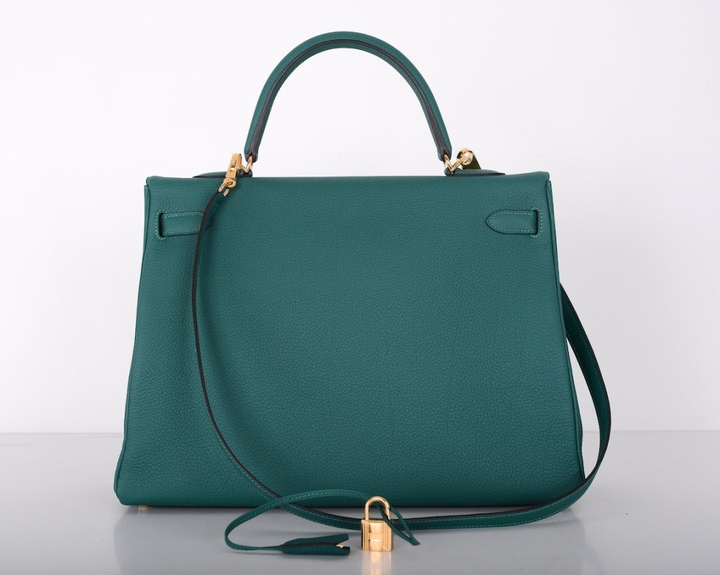 NEW COLOR HERMES KELLY BAG 35cm MALACHITE GOLD HARDWARE 1