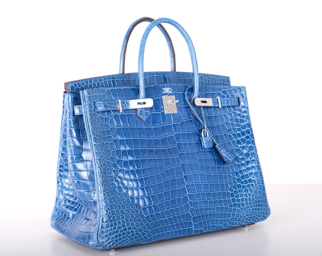 WOWZA! HERMES BIRKIN BAG 40cm CROCODILE MYKONOS BLUE POROSUS 2