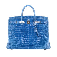 Hermès Birkin 35 Blue Marine Shiny Porosus Crocodile Gold