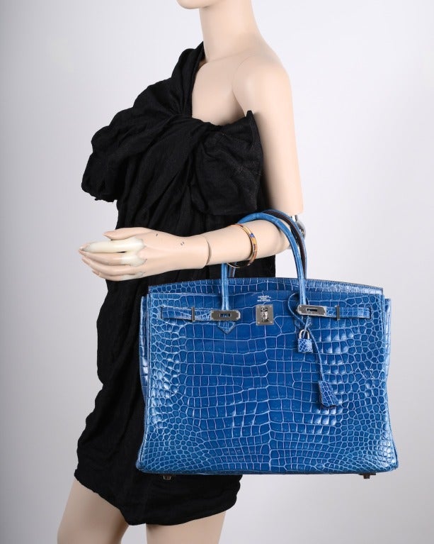 WOWZA! HERMES BIRKIN BAG 40cm CROCODILE MYKONOS BLUE POROSUS 4