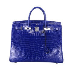 HERMES BIRKIN BAG 40cm BLUE ELECTRIC * BLEU ELECTRIQUE CROCODILE PORO