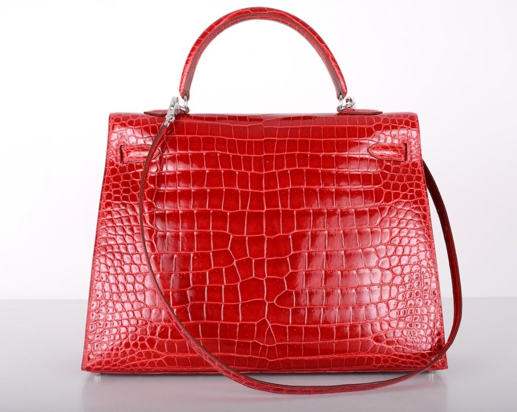 hermes braise red ferrari crocodile birkin 25 handbag kelly bag