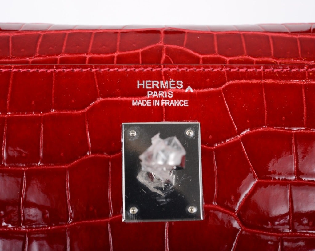 HERMES KELLY BAG 35cm BRAISE * HOT FERRARI RED CROCODILE POROSUS
