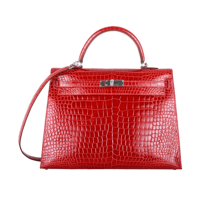 HERMES KELLY BAG 35cm BRAISE * HOT FERRARI RED CROCODILE POROSUS