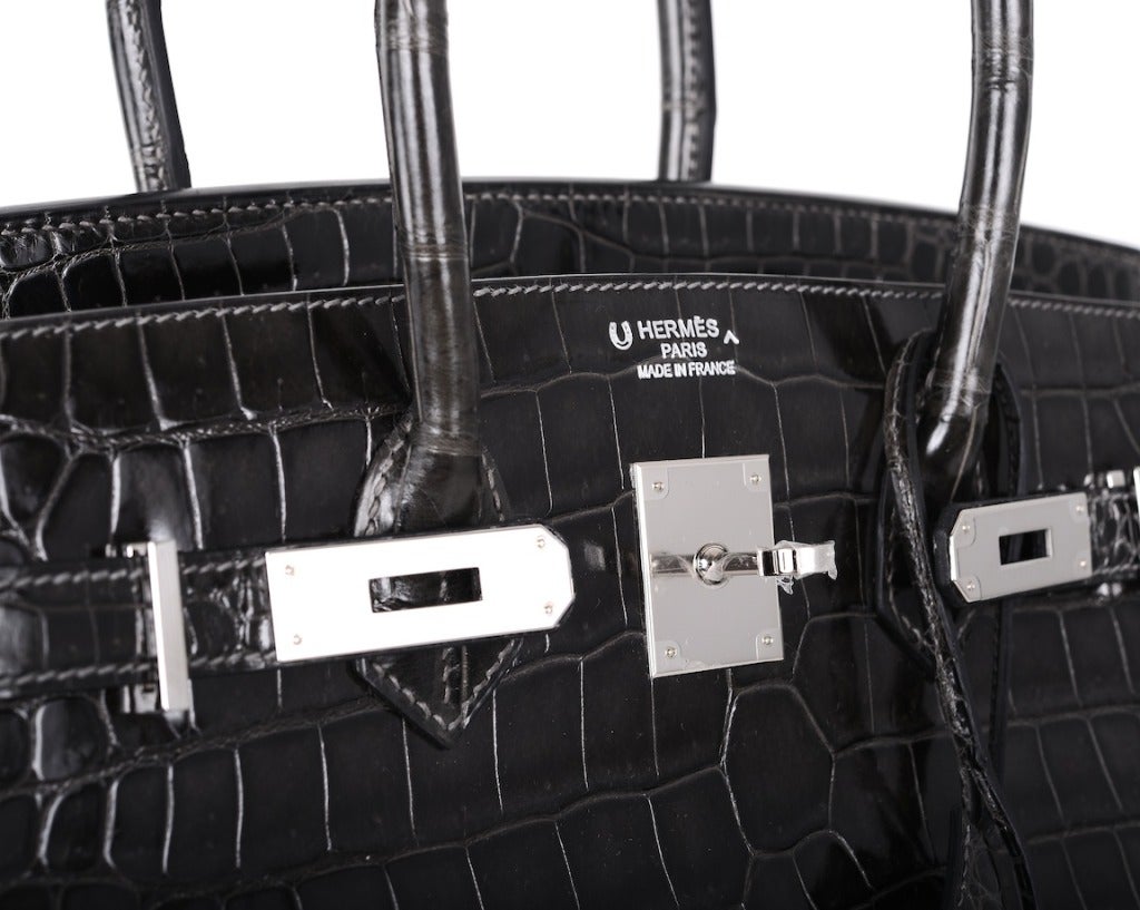 SPECIAL ORDER HSS BI COLOR HERMES BIRKIN BAG 35cm CROCODILE POROSUS GRAPHITE In New Condition In NYC Tri-State/Miami, NY