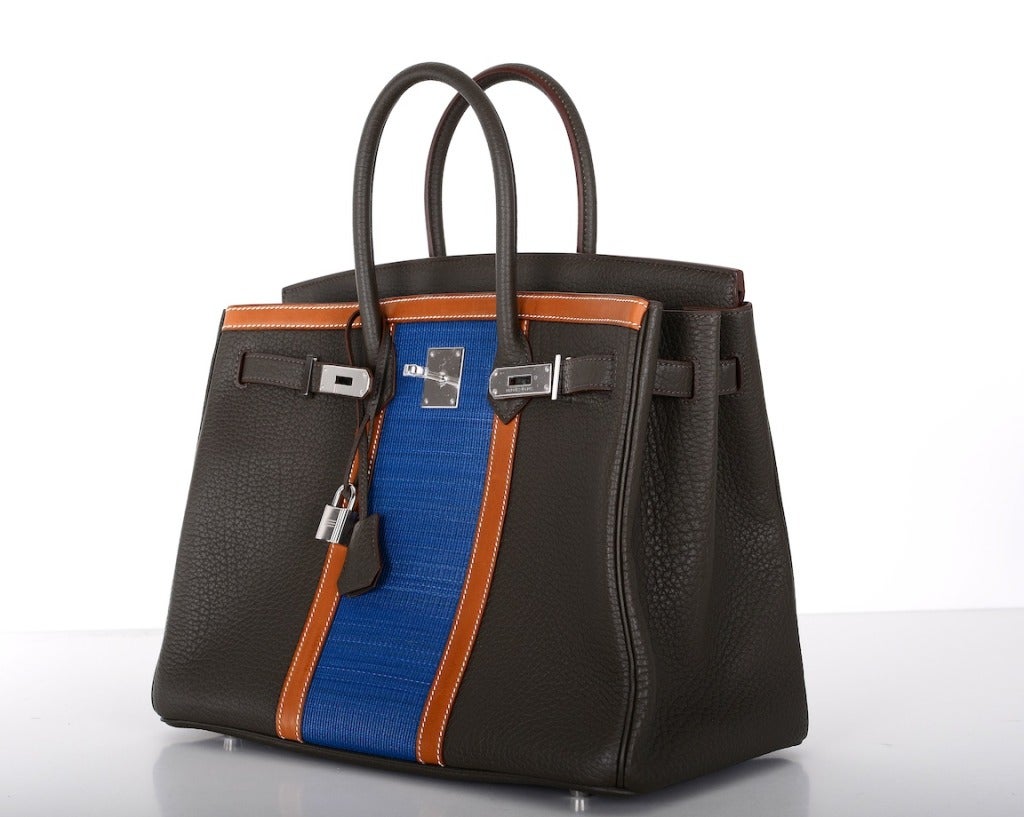 LIMITED EDITION Hermes Birkin Bag Club 35CM VERT BRONZE ~ BLEU THALASSA FJORD In New Condition In NYC Tri-State/Miami, NY