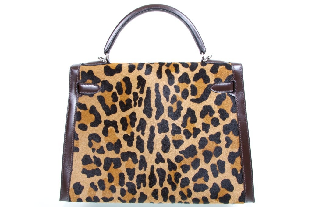 Women's Hermes Kelly 32cm bag in Custom Special Order Leopard Rpint