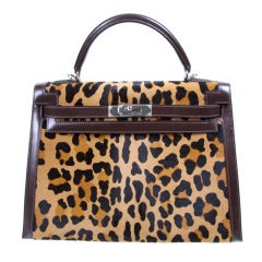 Hermes Kelly 32cm bag in Custom Special Order Leopard Rpint