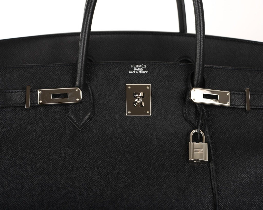 hermes birkin bag 30 black epsom leather silver hardware  
