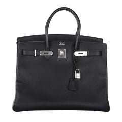 AMAZING COMBO! Hermes Birkin Bag BLACK 35CM EPSOM LEATHER PHW