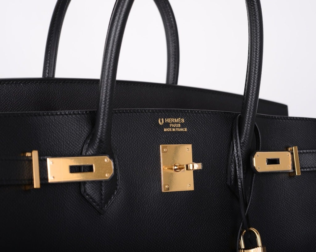 Hermes Special Order 40cm Black Epsom Leather with Rose Jaipur Birkin Bag 1