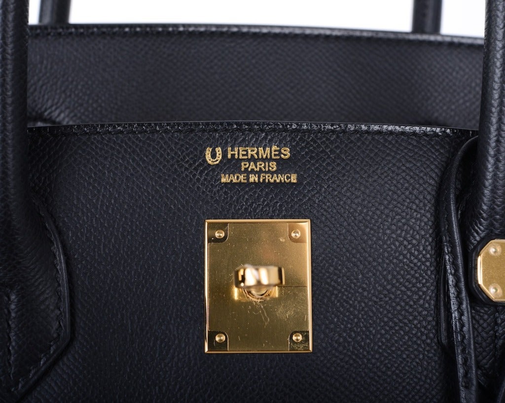 Hermes Special Order 40cm Black Epsom Leather with Rose Jaipur