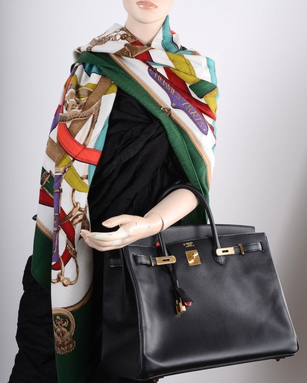 Hermes Special Order 40cm Black Epsom Leather with Rose Jaipur Birkin Bag 5