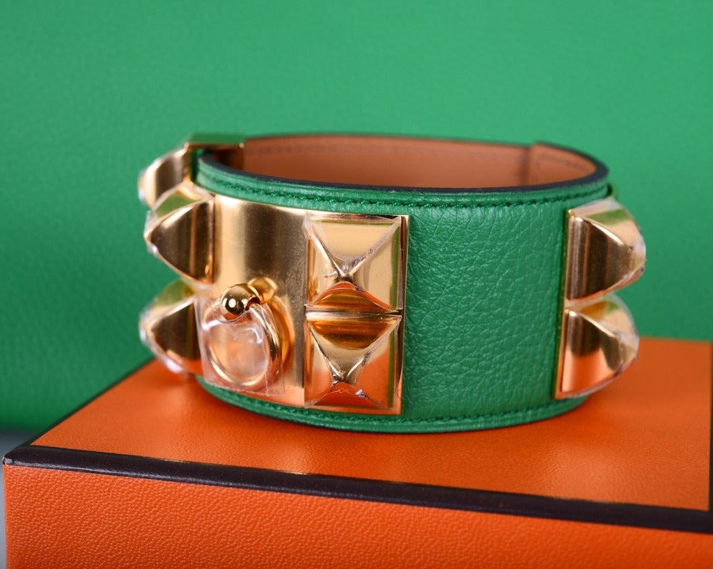 HERMES CDC Collier de Chien BRACELET BAMBOO GOLD MEDOR