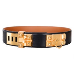 Hermes CDC Belt Black with Gold Hardware SZ 9O JaneFinds