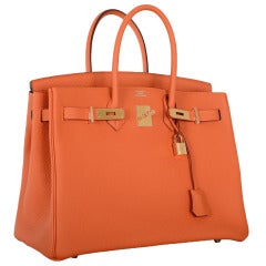  Hermes Birkin Bag 35cm Orange Fire Feu Gold Hardware Stunning! 