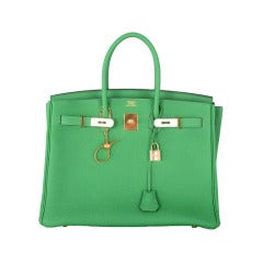 New Color Hermes Birkin Bag 35CM BAMBOU GREEN GOLD HARDWARE