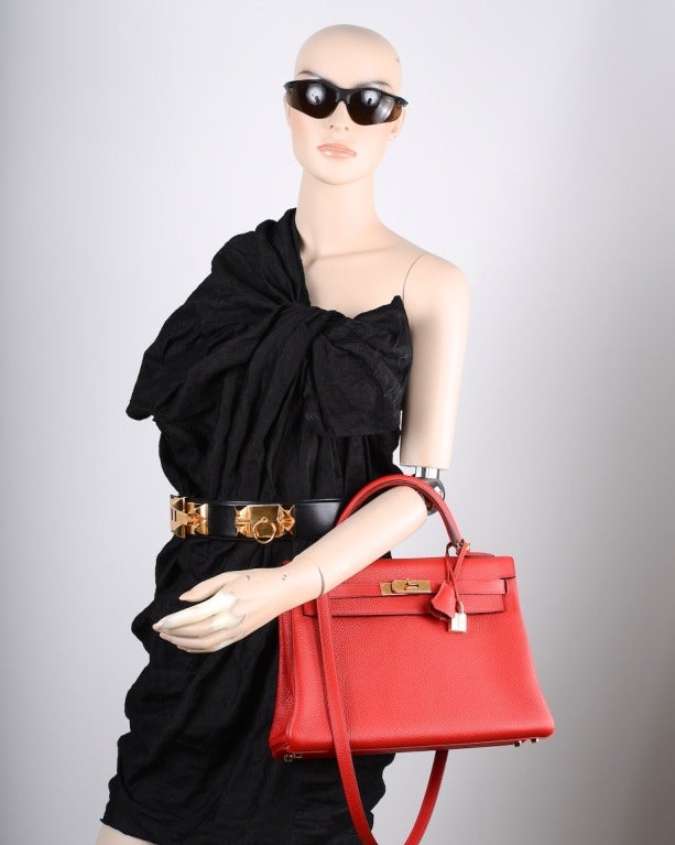 black and hermes brown bag - HERMES KELLY BAG 32cm ROUGE CASAQUE WITH GOLD HARDWARE TOGO ...