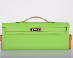 FABULOSITY Hermes Kelly KIWI BAG KELLY CUT CLUTCH POCHETTE