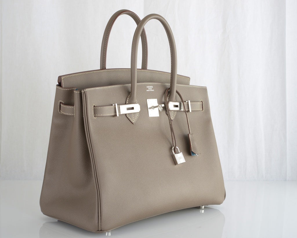HERMES BIRKIN BAG BI COLOR 35CM 2 TONE ETAIN and BLEU THALASSA at 1stDibs
