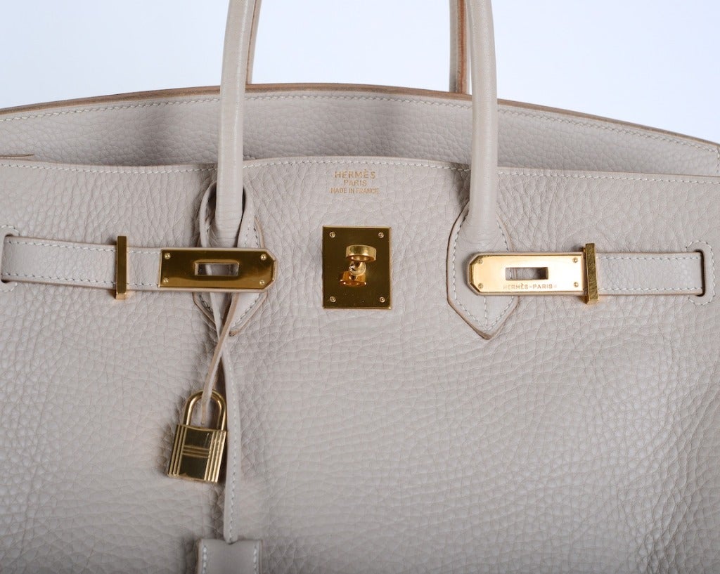 Women's VERY RARE COLOR HERMES BIRKIN BAG 35cm BEIGE W GOLD HARDWARE CLEMENCE